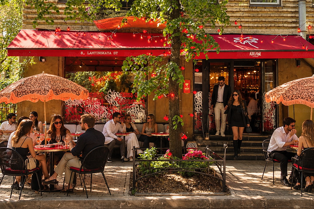 Ресторан Atelier tapas&bar на Лахтинской улице, 8А Петроградской стороны, в доходном доме Никитина Ресторан Atelier tapas&bar на Лахтинской улице, 8А Петроградской стороны, в доходном доме Никитина